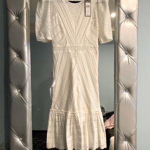 NWT BCBGMaxAzria White Lace Midi Dress